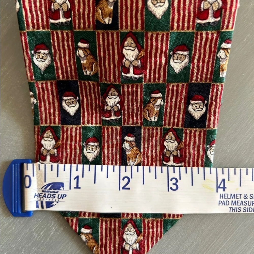 Mens Christmas/Holiday Silk Tie -Handmade Santa & Dog Bostonian Ltd Penn State - Picture 8 of 9